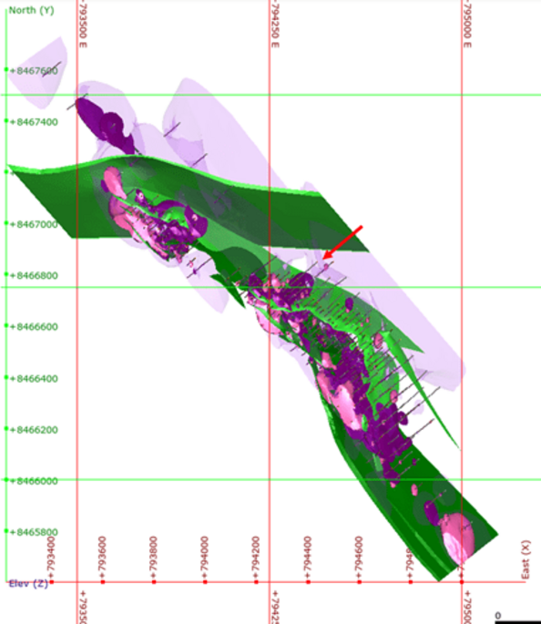 Modelo geológico elaborado pelo software Leapfrog GEO