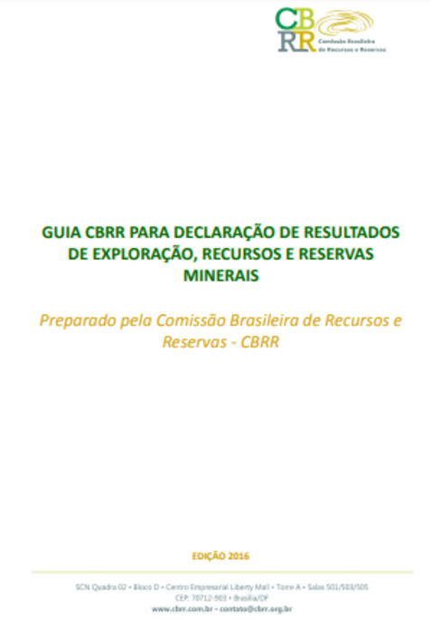 Guia CBRR para Declaração de Resultados de Exploração, Recursos e Reservas Minerais.