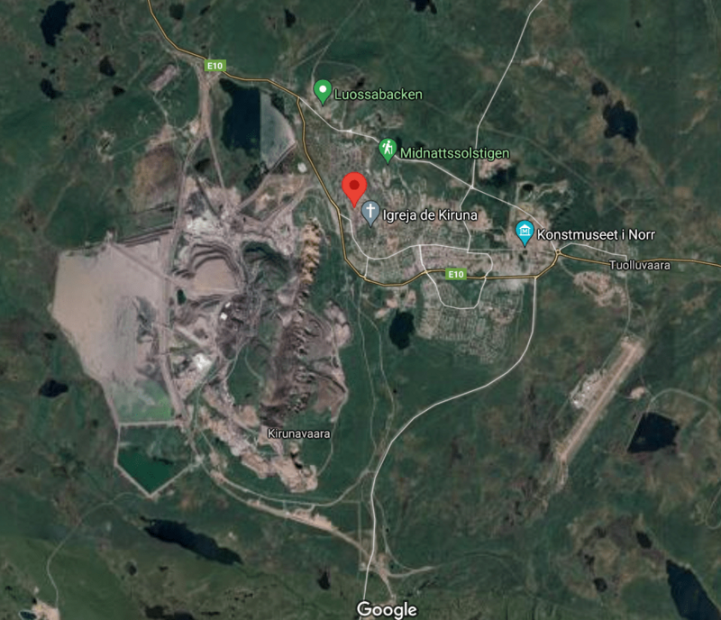 Satellite image of Kiruna. Source: Google Maps. Satellite image of Kiruna. Source: Google Maps.