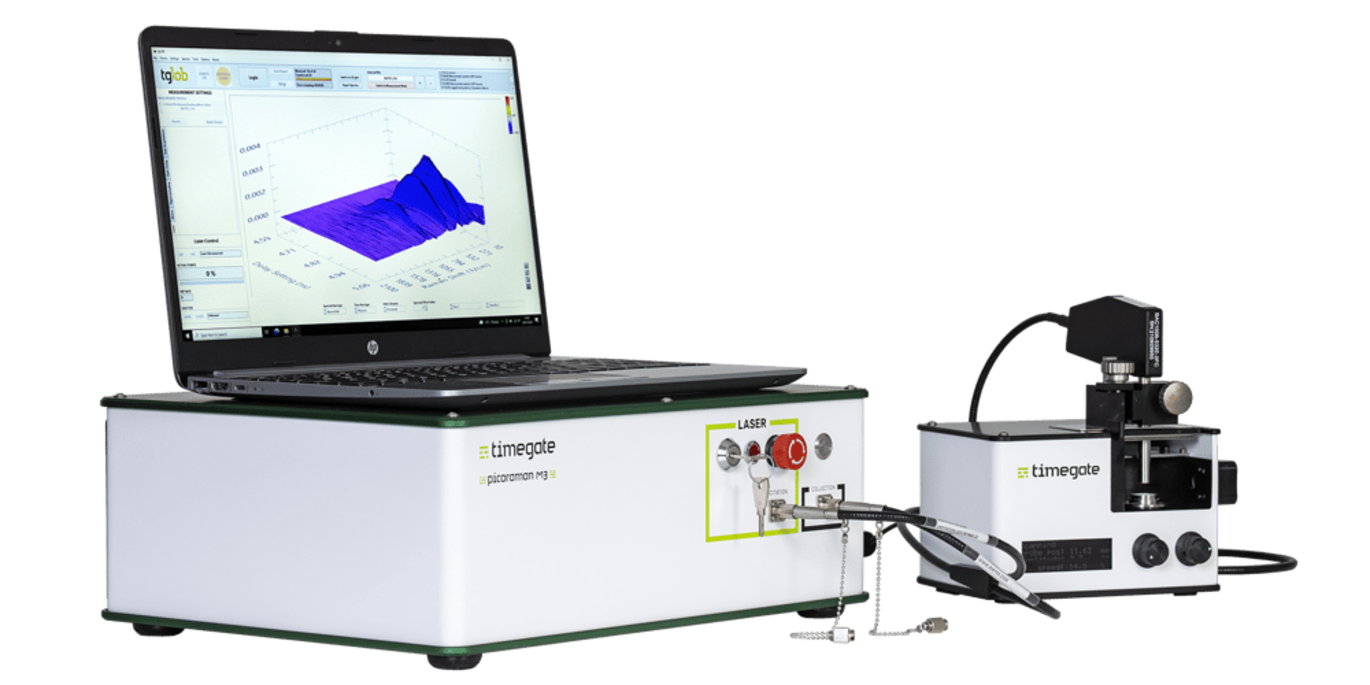 O espectrômetro Timegated Raman é mostrado na foto