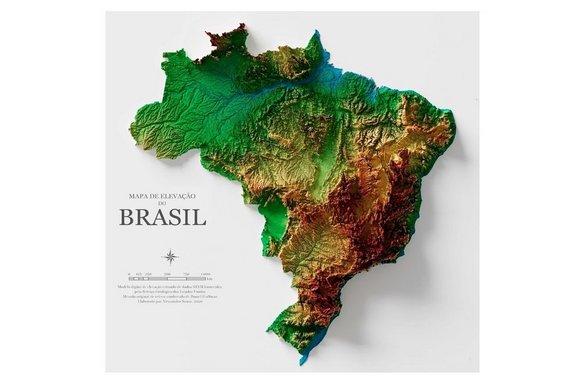 Mapa do Brasil com representação da paisagem