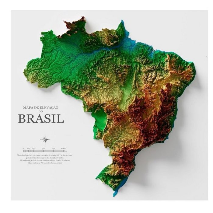 Mapa do Brasil com representação da paisagem
