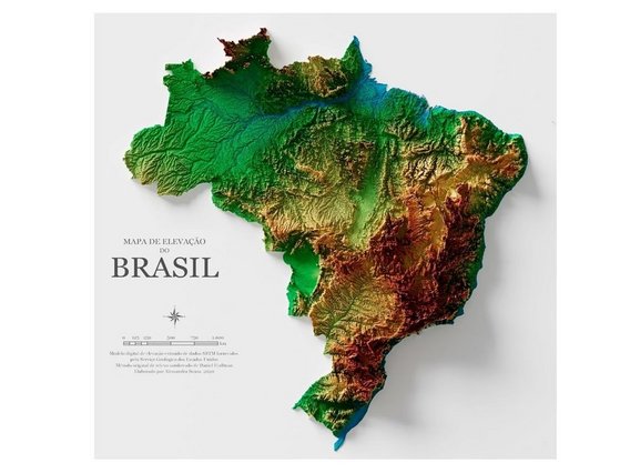 Mapa do Brasil com representação da paisagem