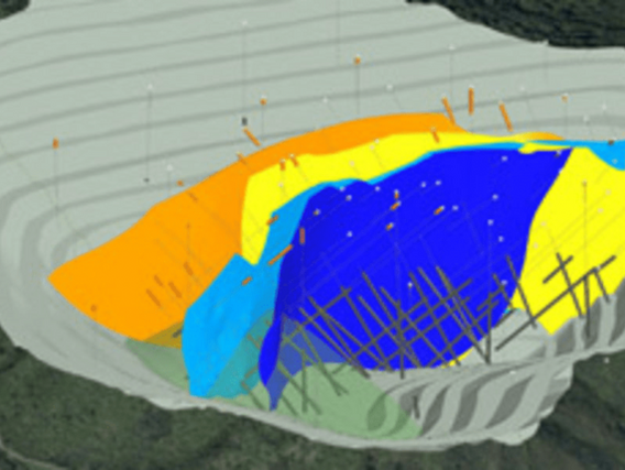 Um modelo de mapa de uma mina a céu aberto