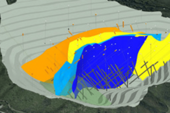 Um modelo de mapa de uma mina a céu aberto