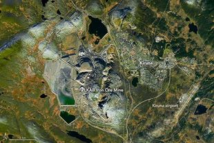 Kiruna, largest underground iron mine. Source: NASA Earth Observatory Kiruna, largest underground iron mine. Source: NASA Earth Observatory
