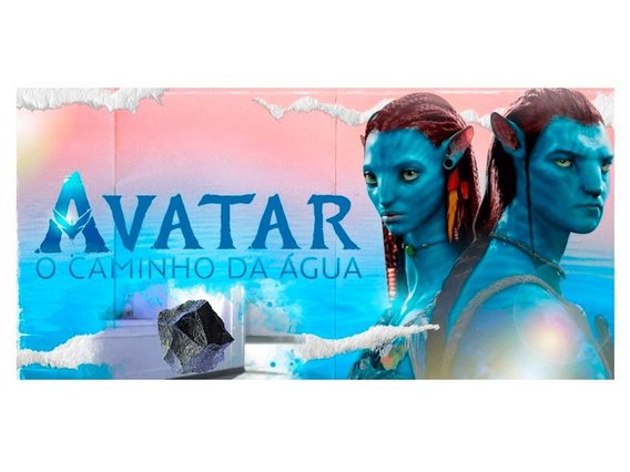 Neytiri e Jake Sully com as letras de Avatar