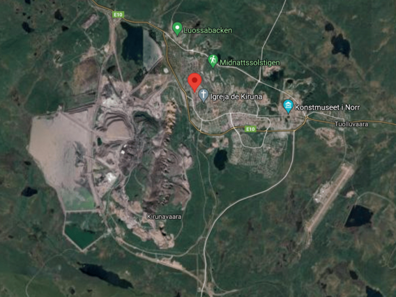 Imagem de Satélite de Kiruna. Fonte: Google Maps.