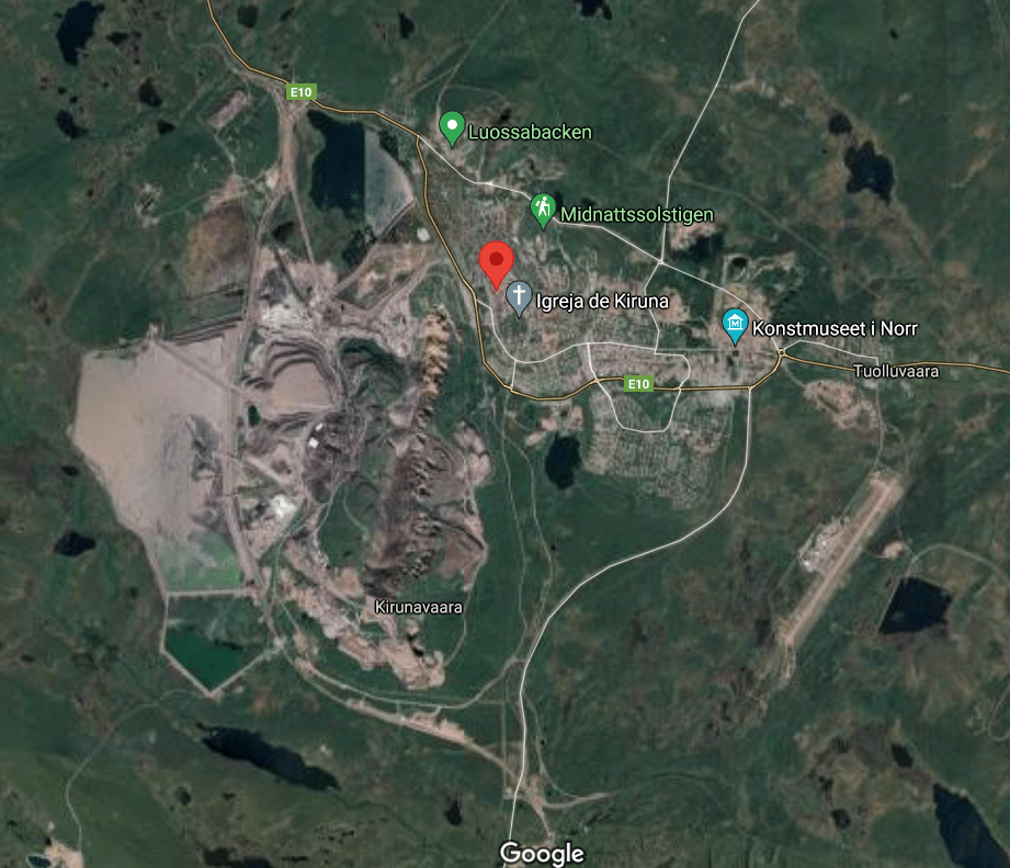 Satellite image of Kiruna. Source: Google Maps. Satellite image of Kiruna. Source: Google Maps.